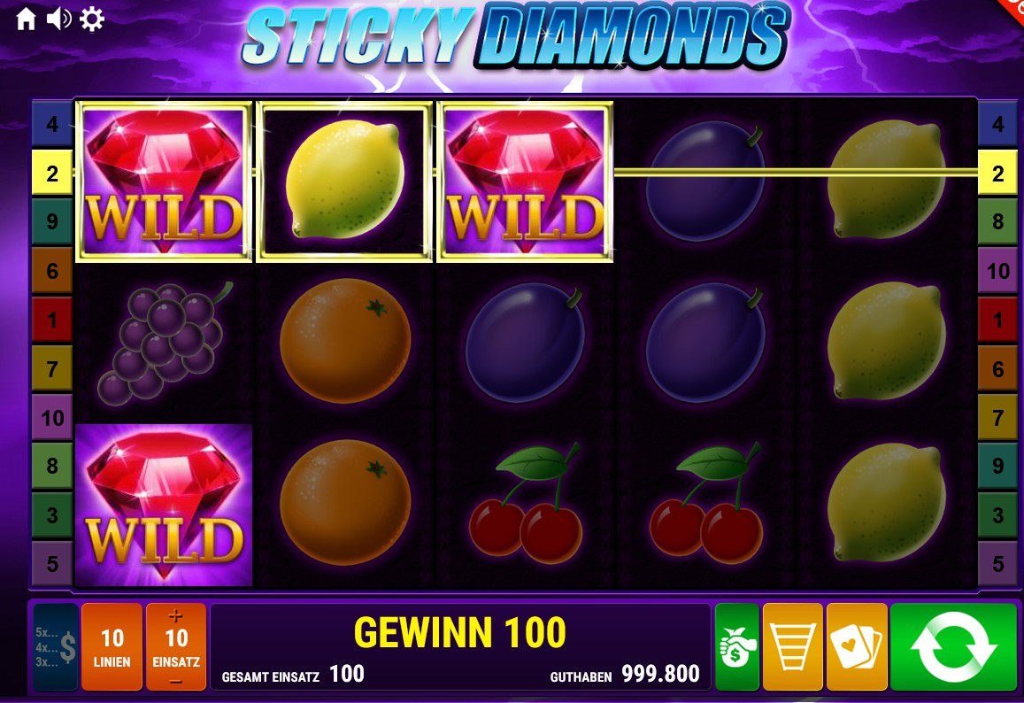 Sticky Diamonds Slot paytable and symbols image
